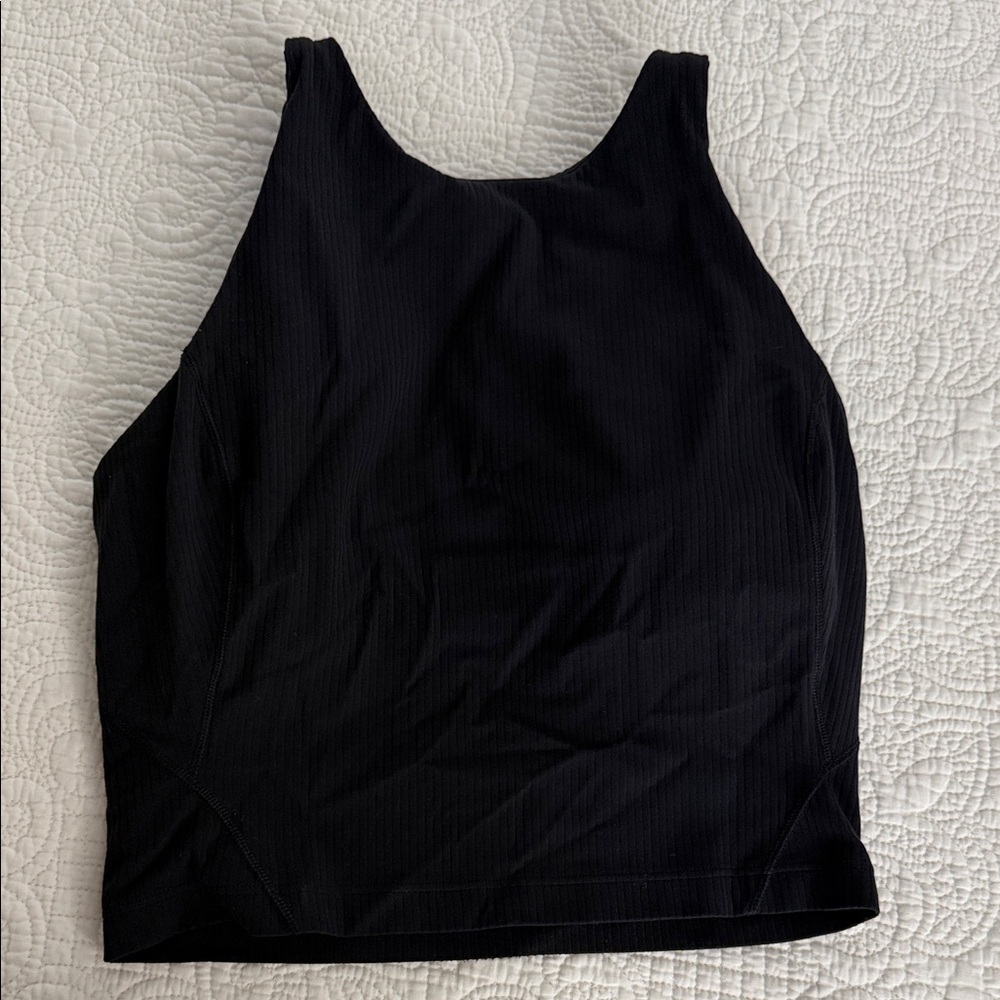 Lulu Black Ribbed Align Tank
